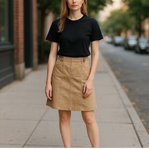 White House Black Market WHBM Khaki Utility Knee High Skirt Size 4